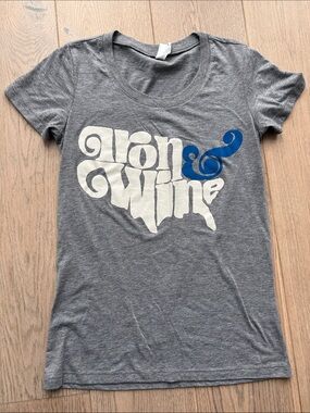 “Iron & Wine” Graphic Tee – Gray – Size Small